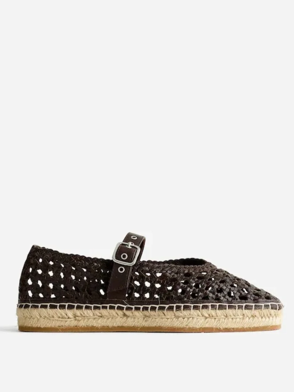 New! Madewell The Remy Mary Jane Espadrille in Woven Leather Dark Carob
